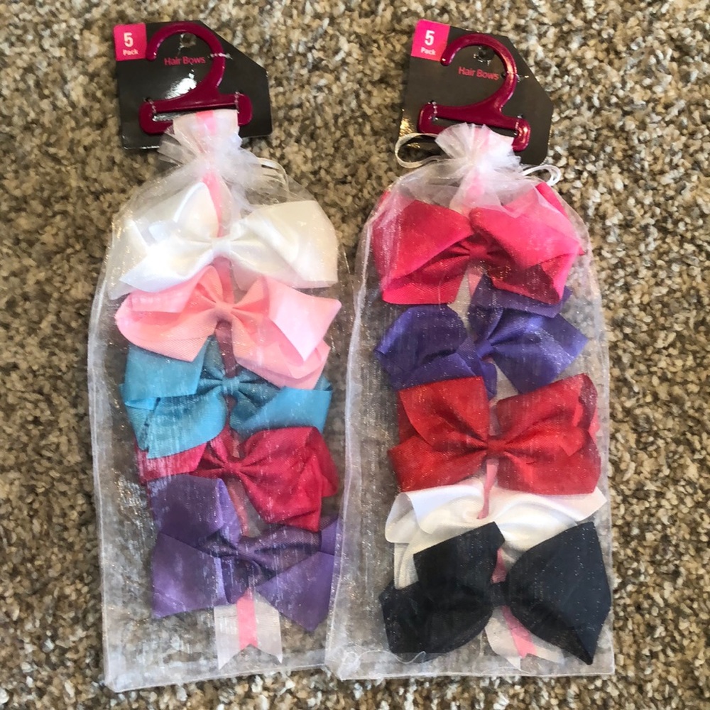 NEW! Multi Pk Hair Bows and Accessory Hanger 10 Count
